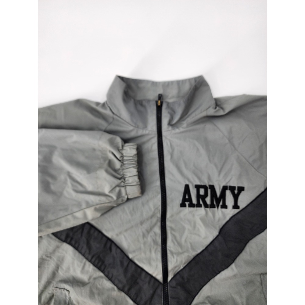 US Army IPFU Training Track Jacket Grey Black Chevron Windbreaker Mens MediumReg